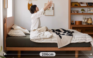 小戶(hù)型用的不占空間的床，北陌家具櫻桃木薄床頭1米5小戶(hù)型橡木雙人床