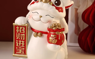 貝漢美醒獅招財貓擺件，環(huán)保樹脂材質的開業(yè)喬遷裝飾擺件，寓意吉祥！