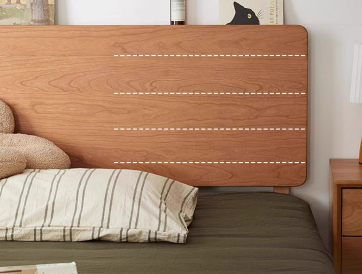 小戶型用的不占空間的床，北陌家具櫻桃木薄床頭1米5小戶型橡木雙人床-第5張圖片-文巢好物